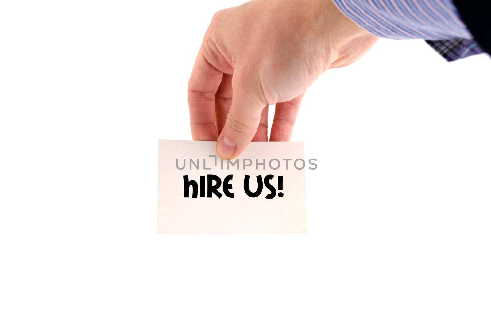 Hire us text concept isolated over white background
