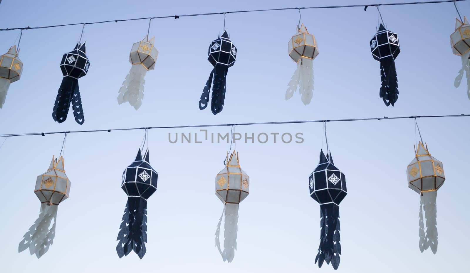 Traditional lantern Thai lanna northern of Thailand color black and white lifeless concept, stock photo