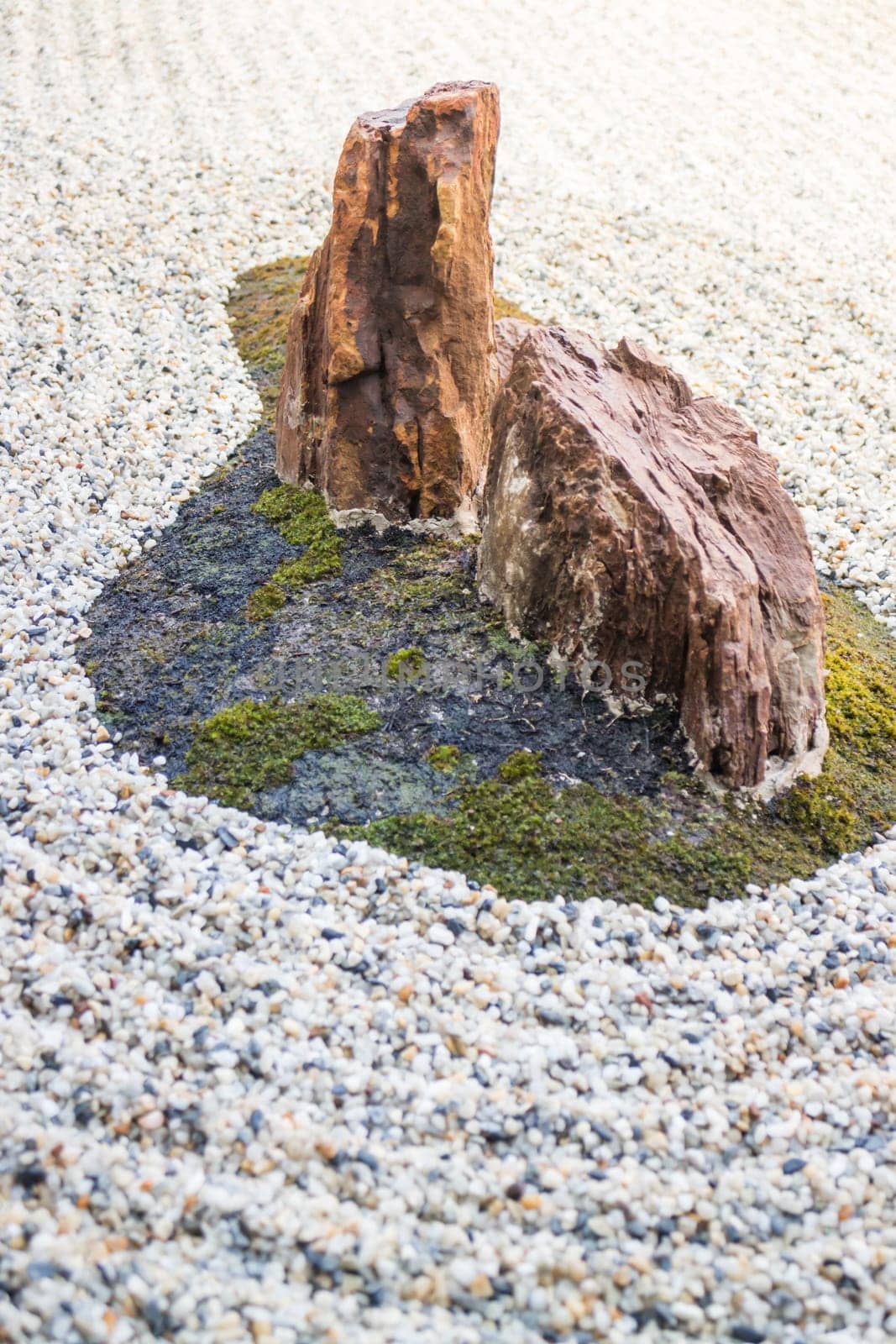Rock lantern in zen garden, stock photo