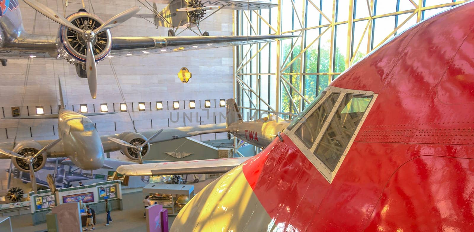 Washington, DC, USA, october 30, 2016: Visitors enjoy The National Air and Space Museum of the Smithsonian Institution in Washington DC.