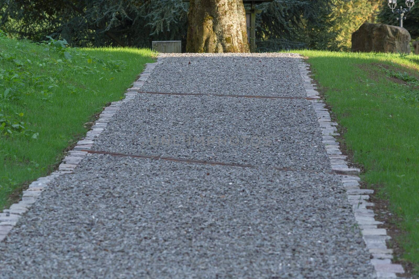 Beautiful new gravel path in a park..