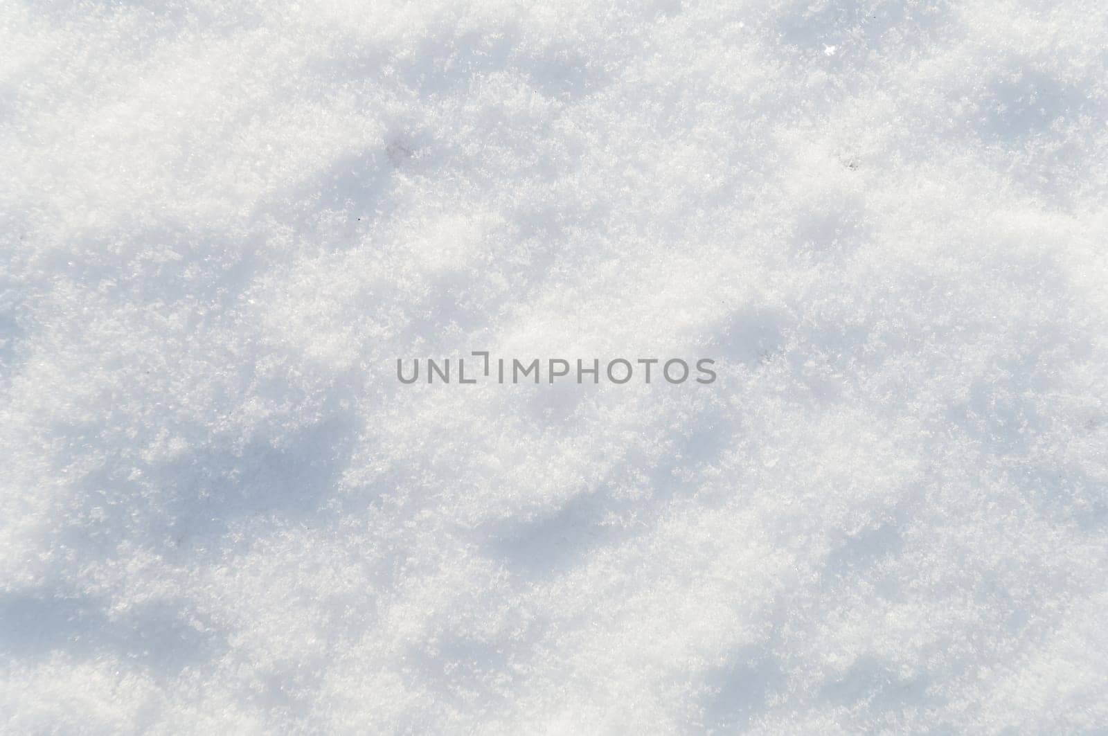 Winter snow background white snow flakes and crystals in natural light
