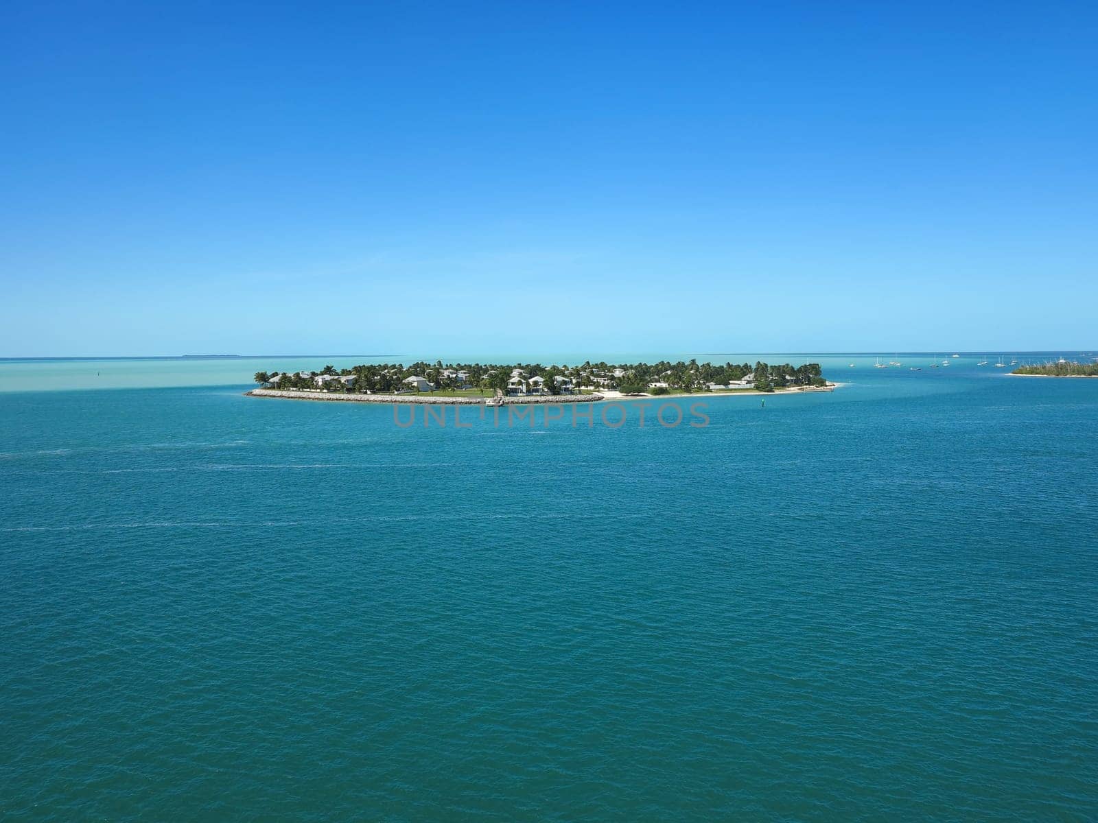 As island with homes in the atlantic ocean