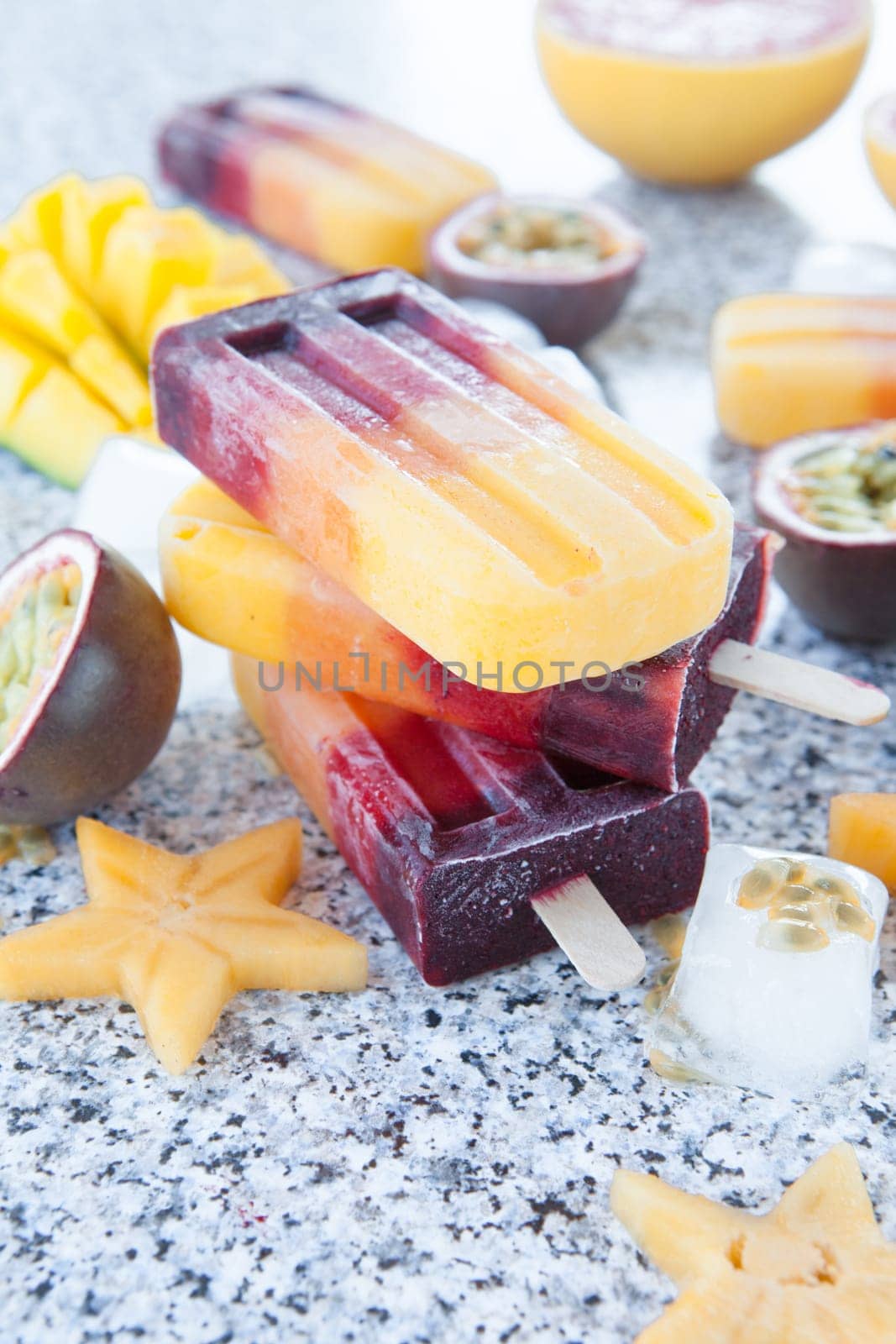 Homemade popsicles with fresh fruits