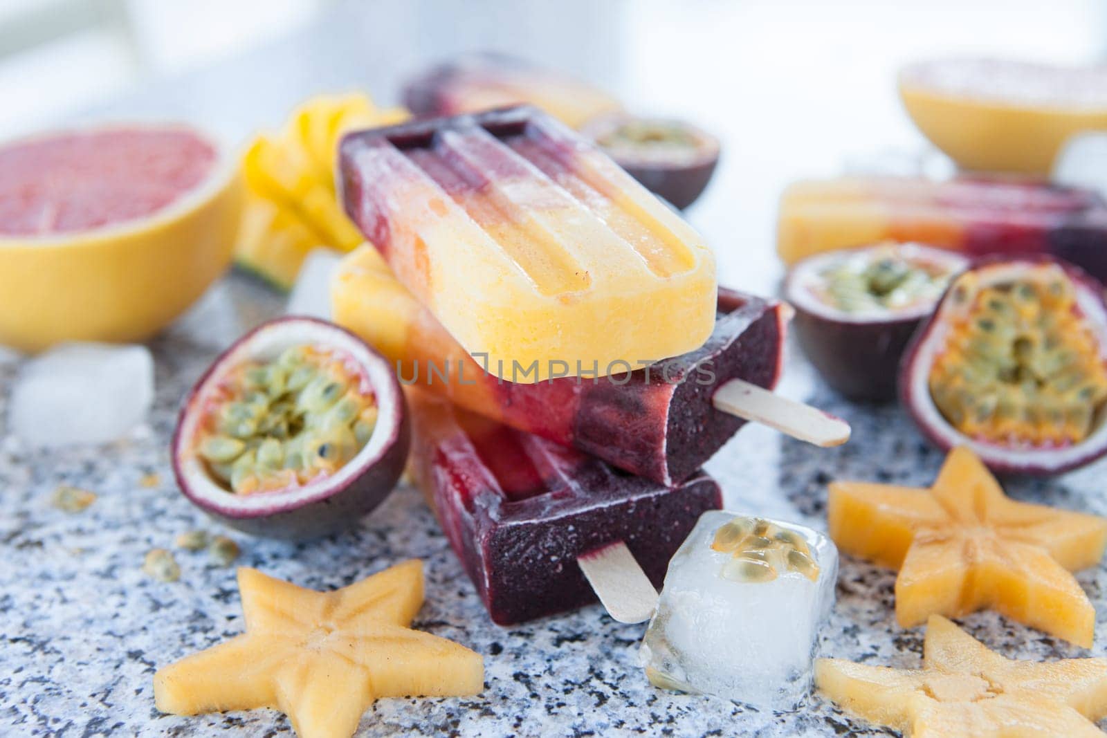 Homemade popsicles with fresh fruits