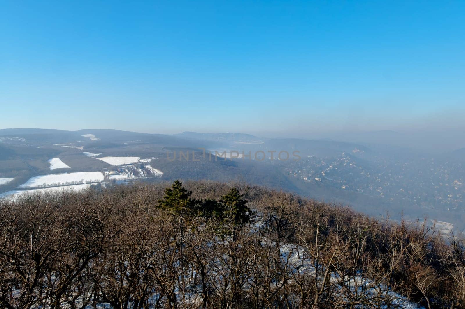 Smog over Budapest captured from the nearby Buda hills