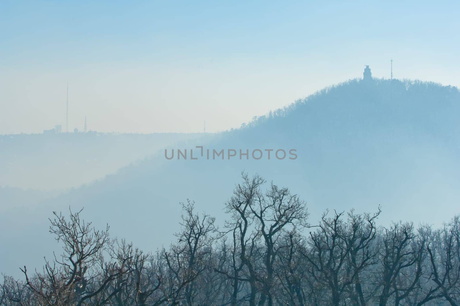 Smog over Budapest captured from the nearby Buda hills