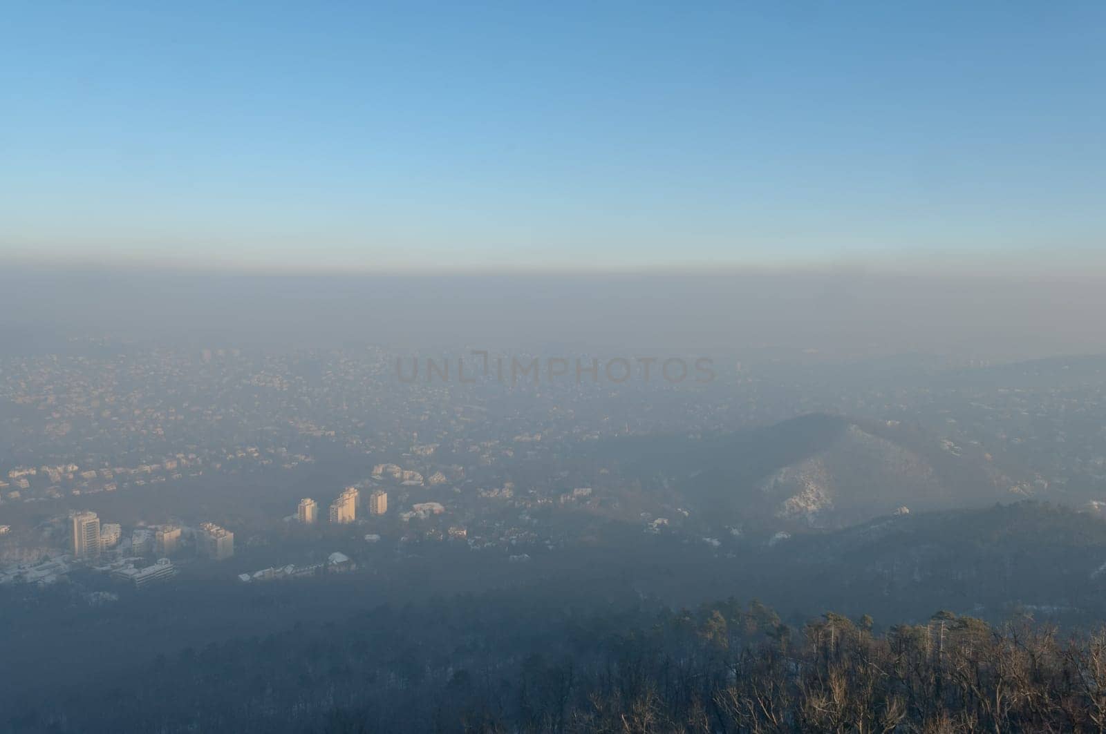Smog over Budapest captured from the nearby Buda hills