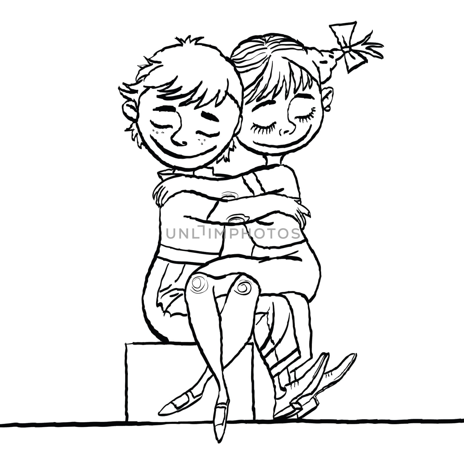 Lovers boy and girl, Valentine day holiday. Vector cartoon illustration of retro style.