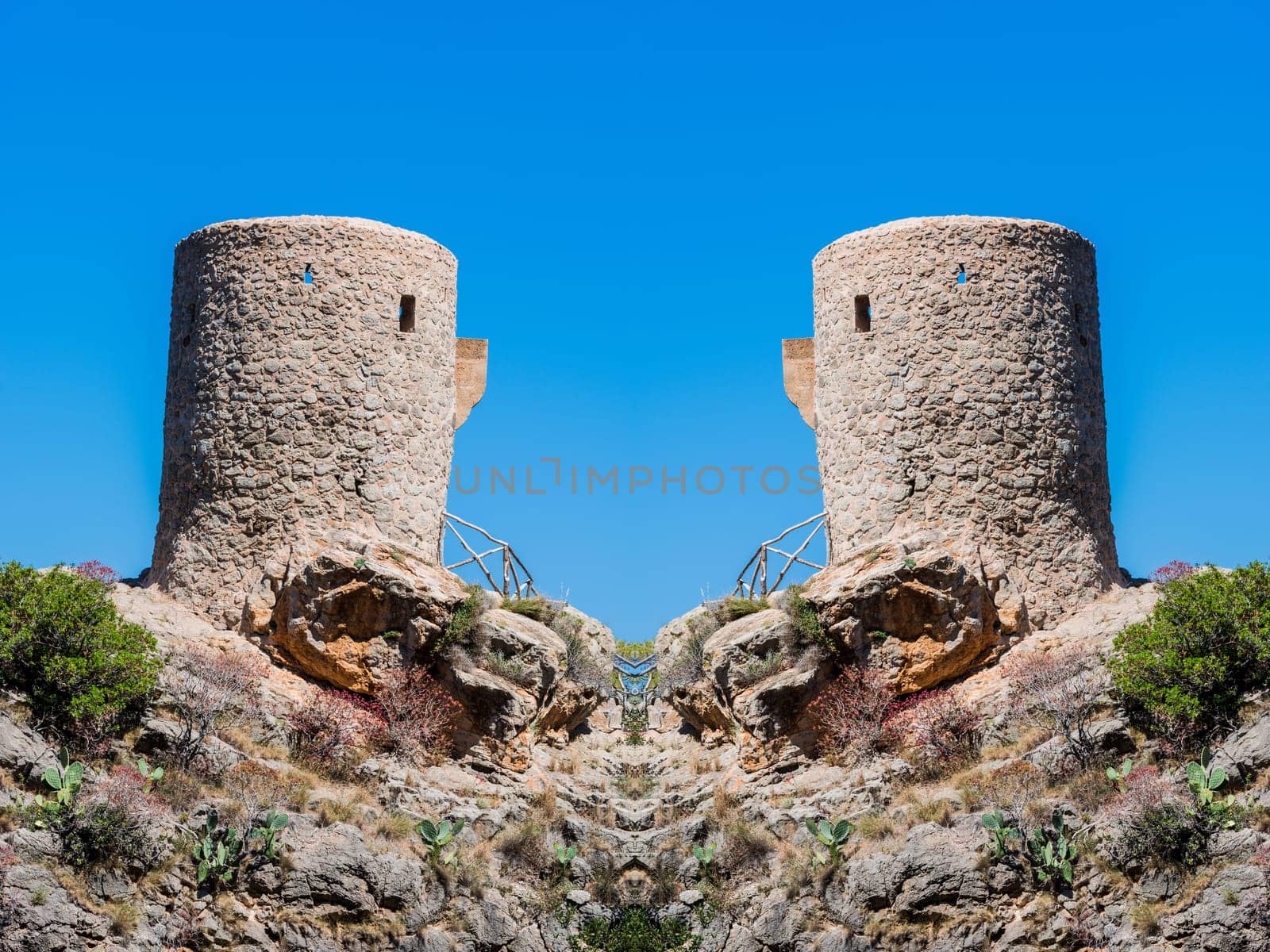 Old signal towers also watchtowers or defensive towers in Spain..