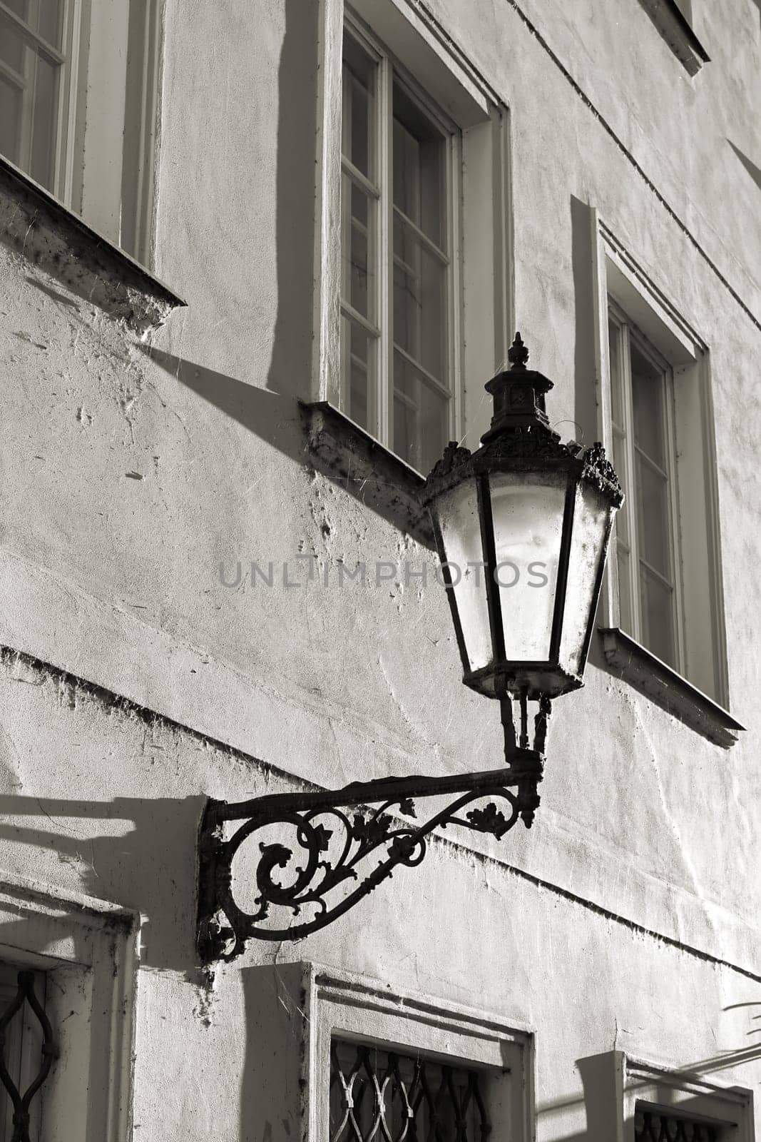 Street lamp in an alley in the Old Town of Prague