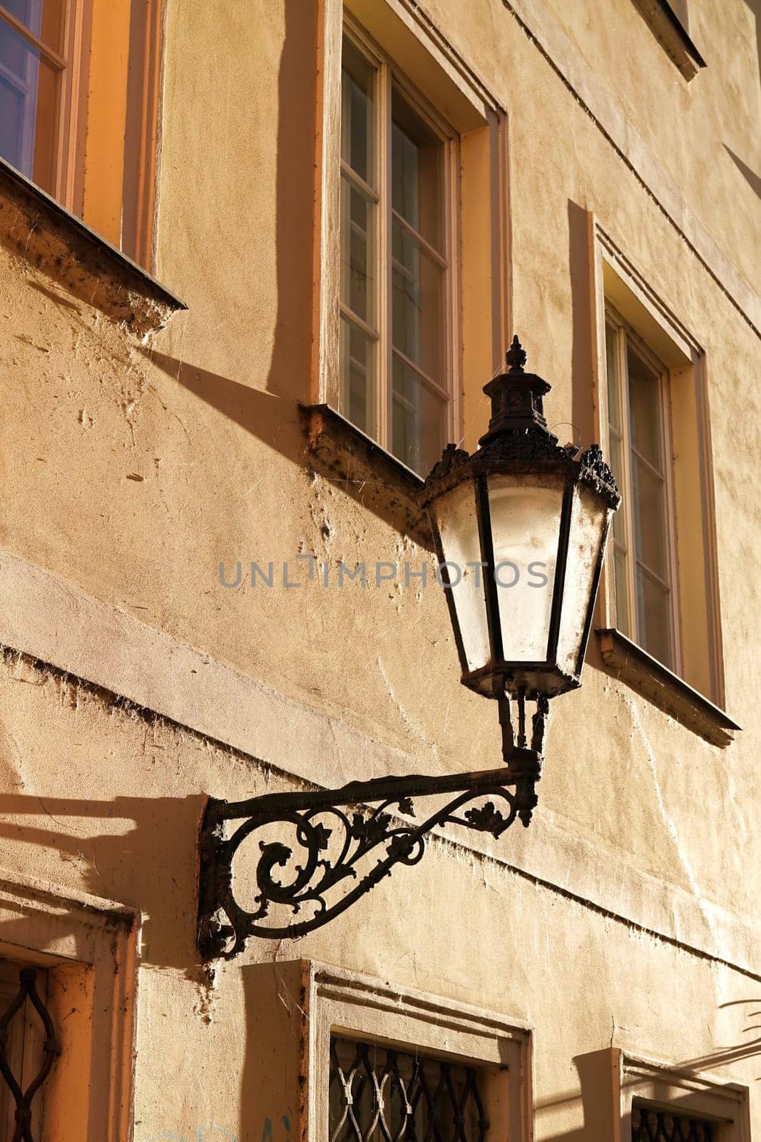 Street lamp in an alley in the Old Town of Prague
