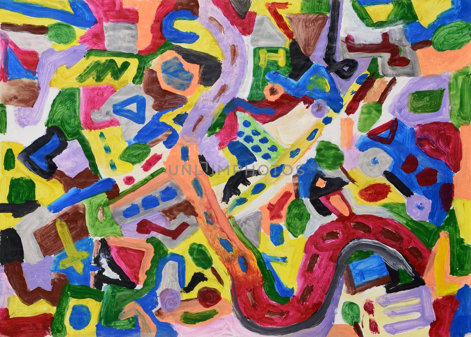 Abstract colorful hand painted background. Acrylic painting.