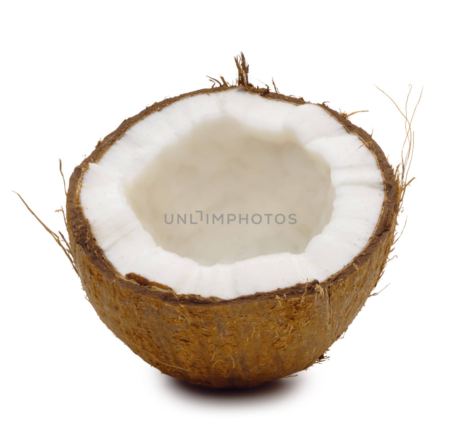 broken a coconut on a white background