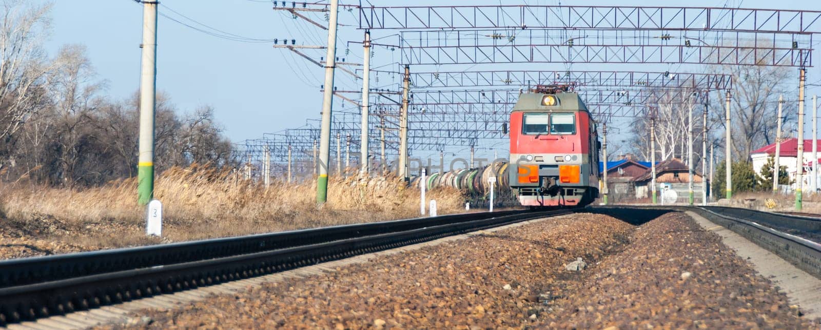 The train moves by rail