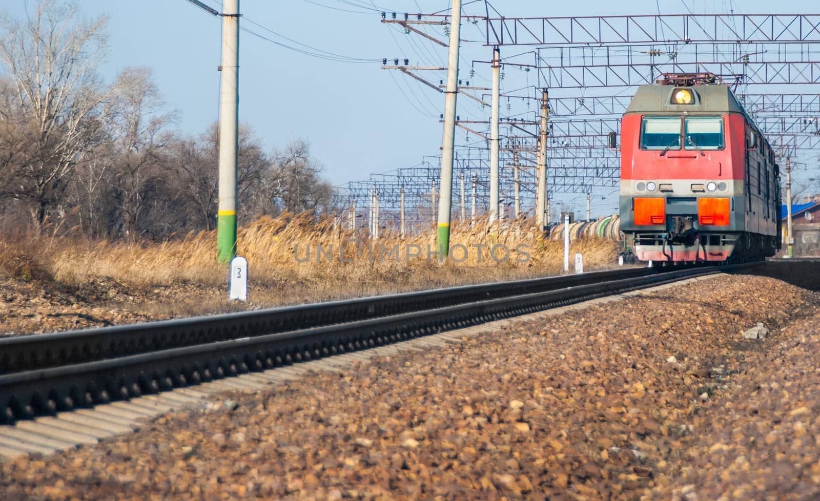 The train moves by rail