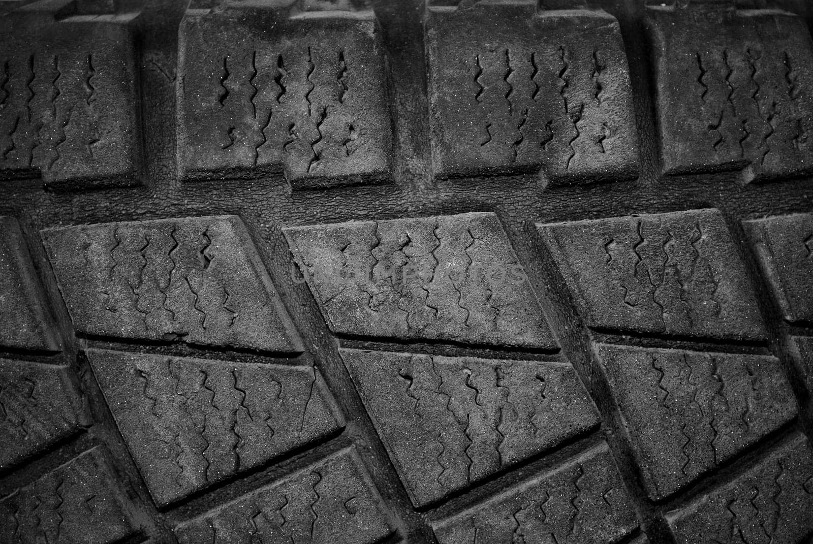 Close up of a used car tire