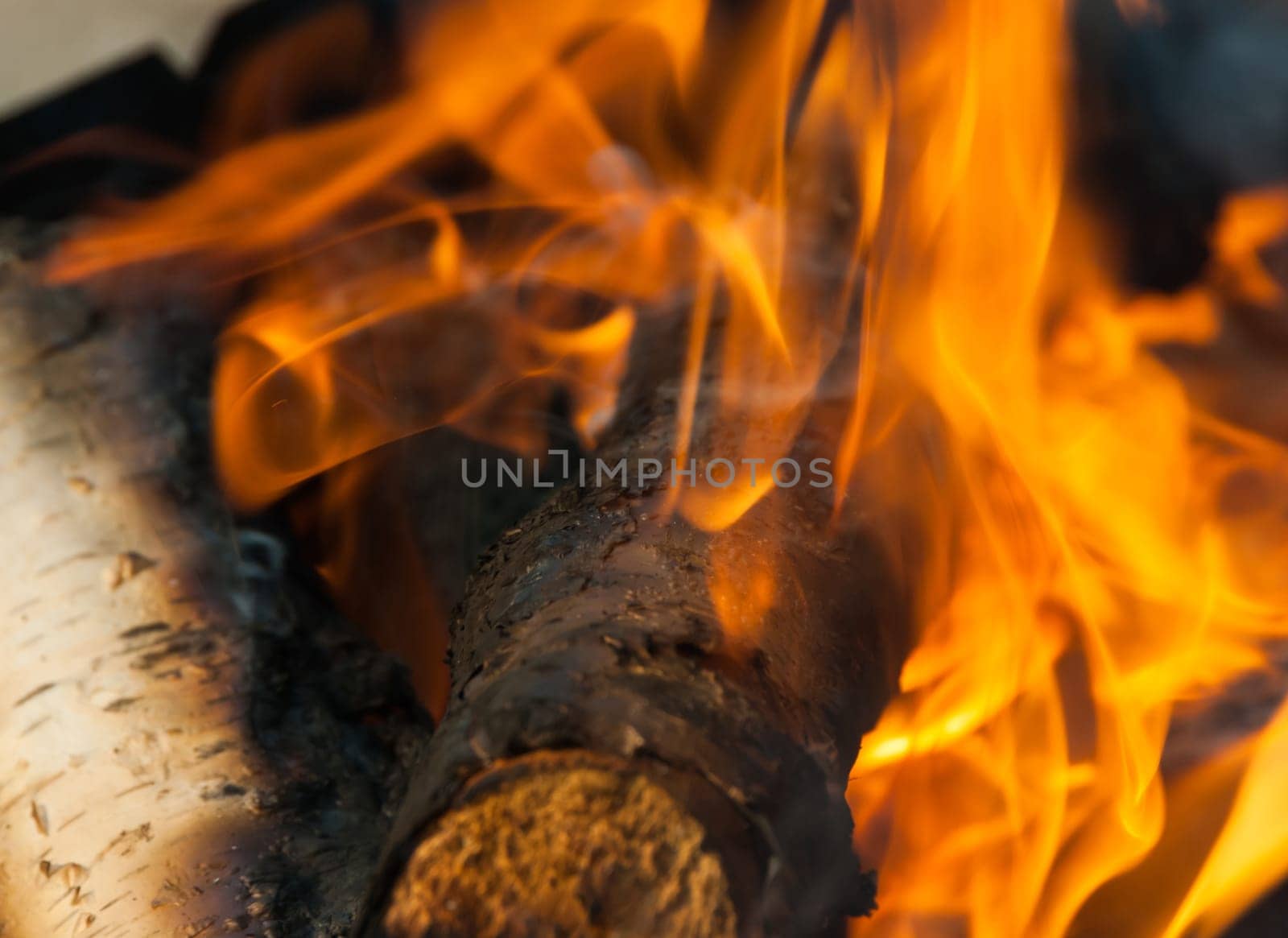 Burning fire wood and ember