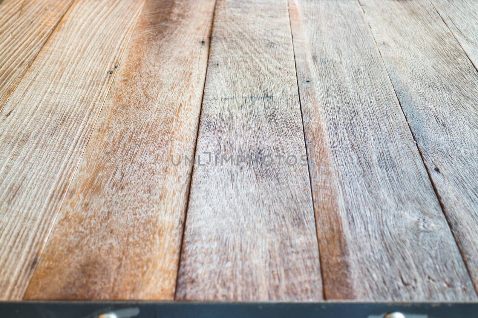 Wooden table top in industrial style, stock photo