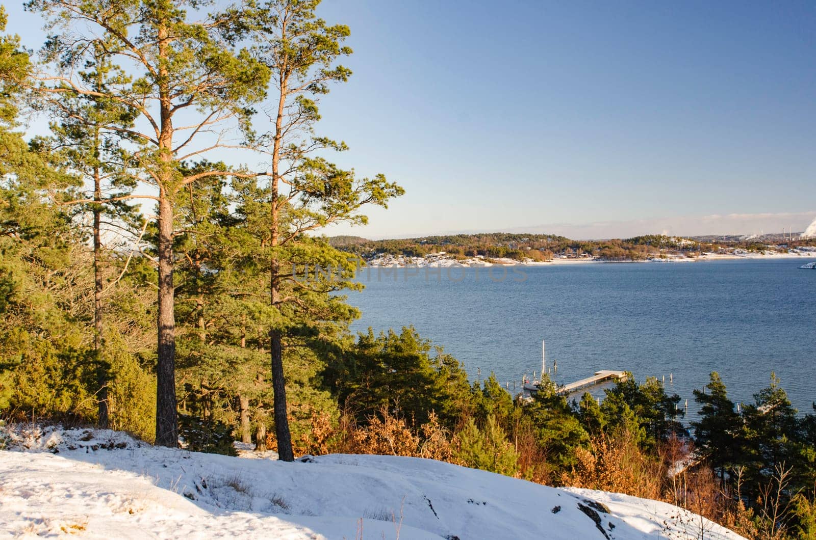 one cold winterday on swedish westcoast blue sky and very sunny