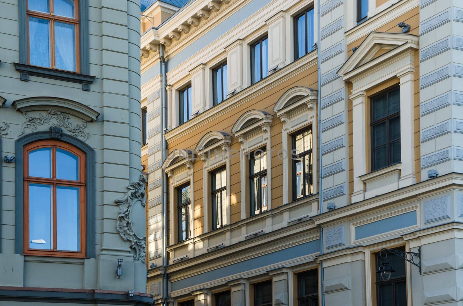 The facade of the old building in Riga