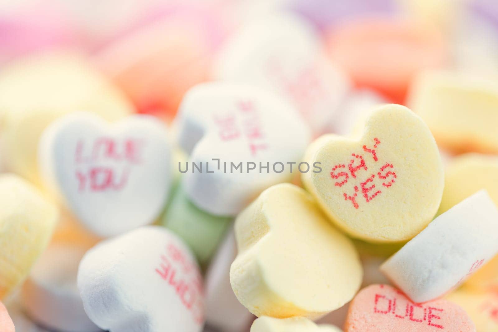 Heart shaped candies for Valentines Day