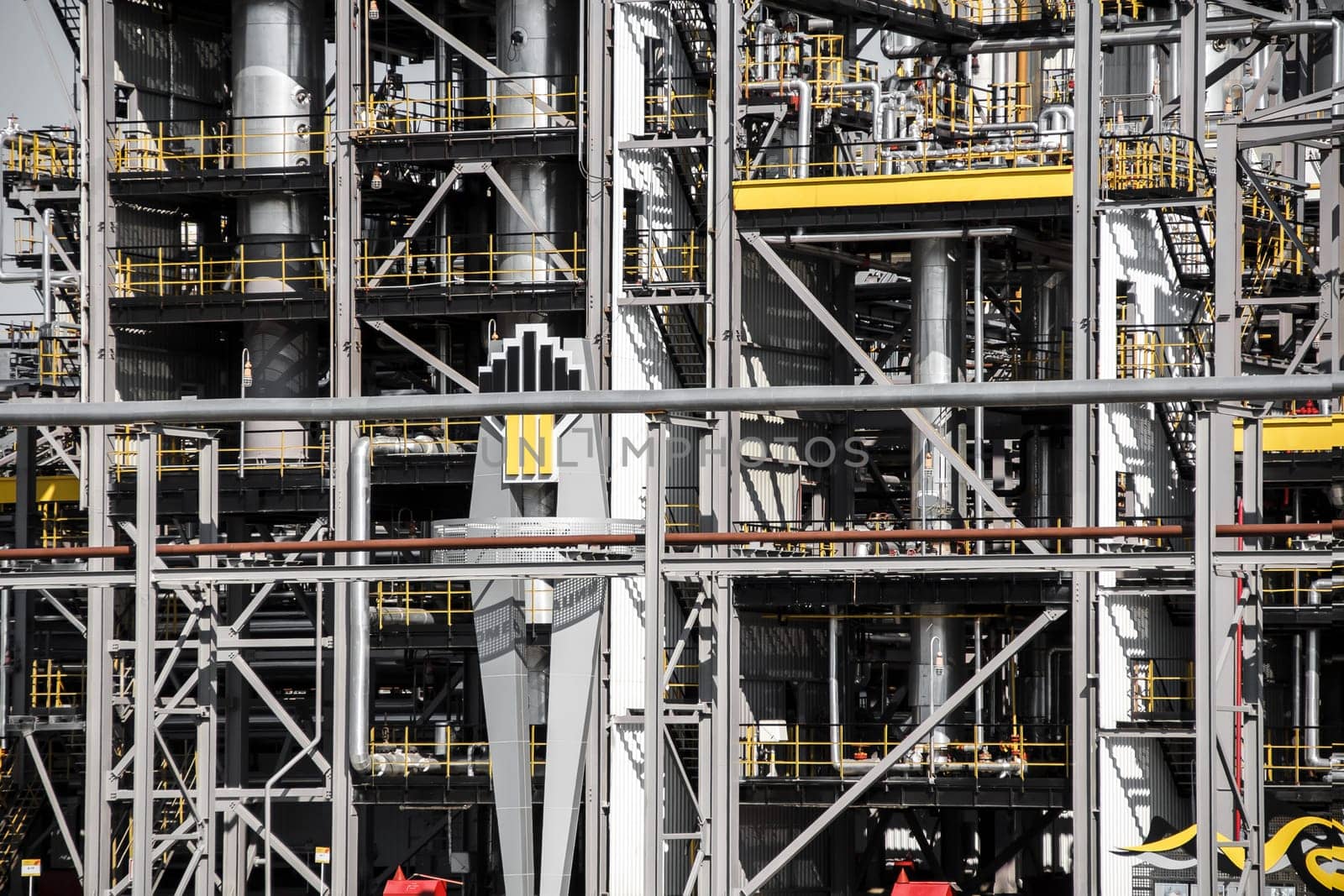 part of oil refinery factory with pipelines