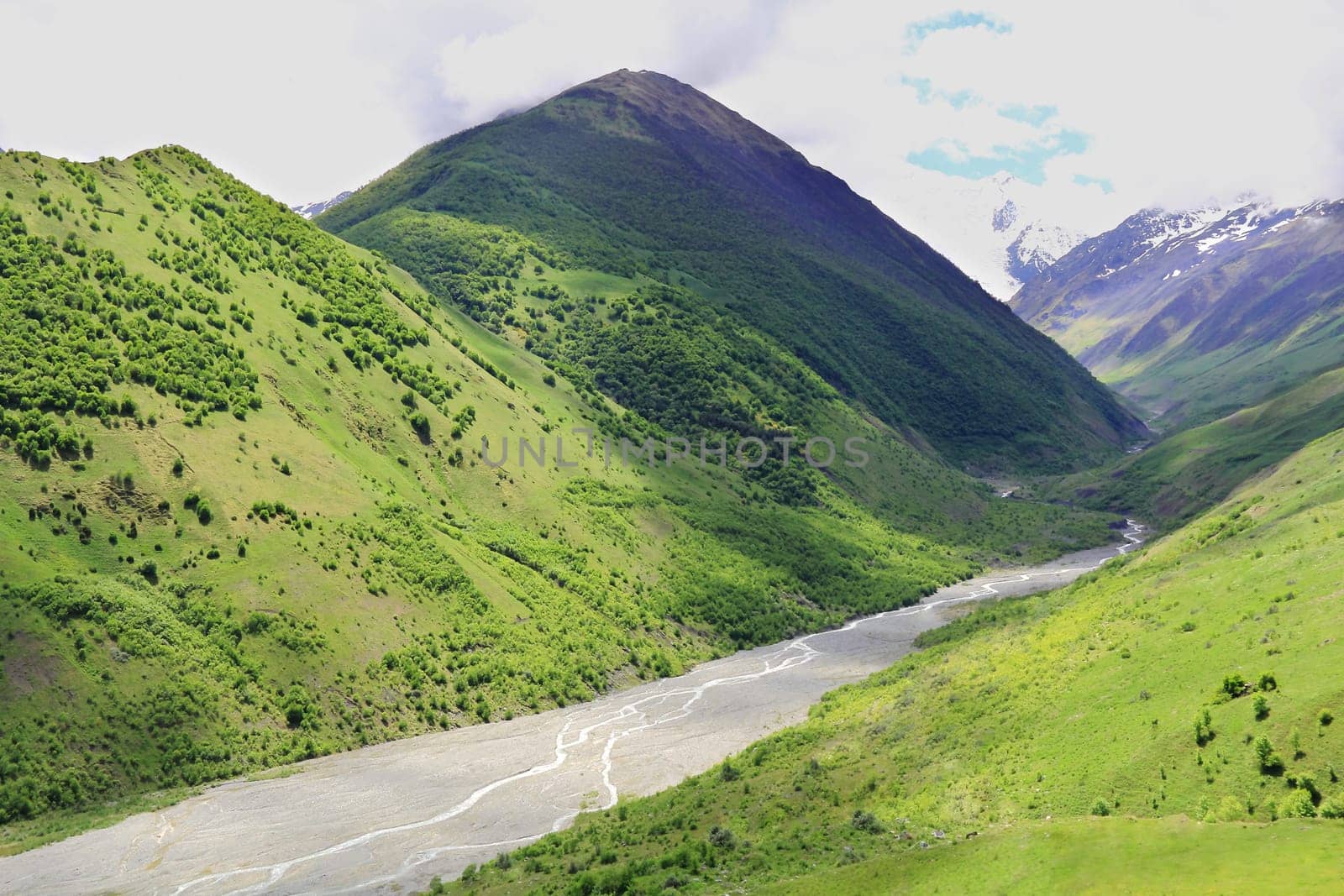 Summer scenery of Caucasus green mountains