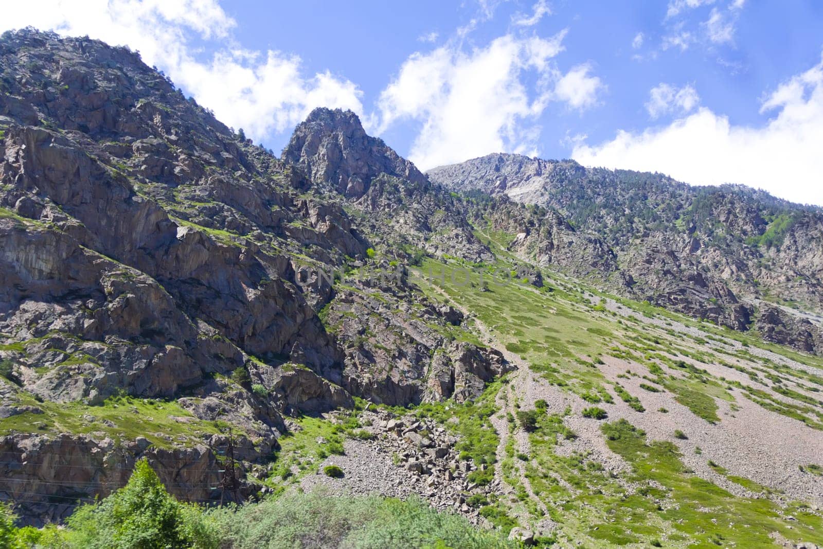 Photo of landscape with Russian Caucasus rockies