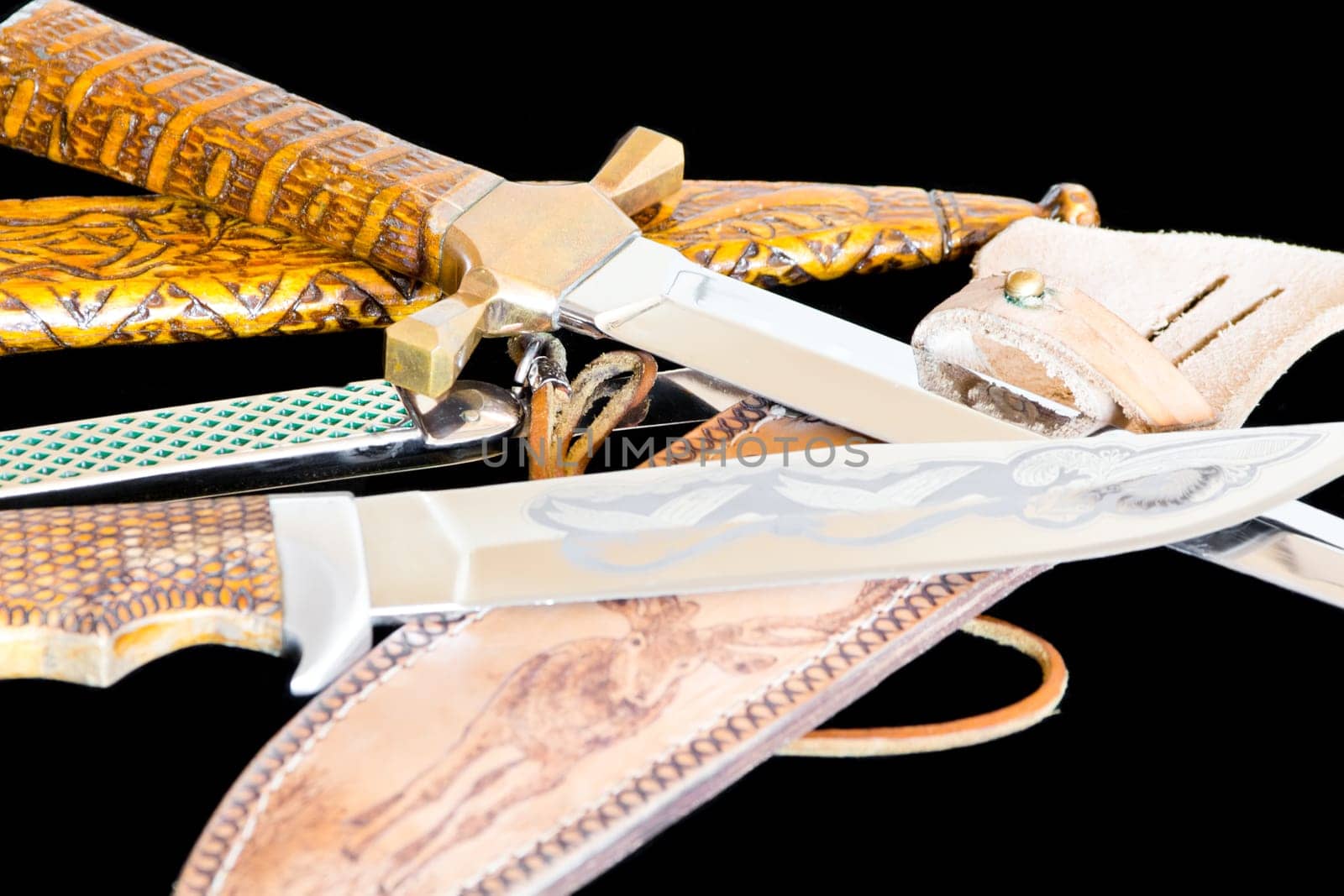 Photo of cold weapon on black background
