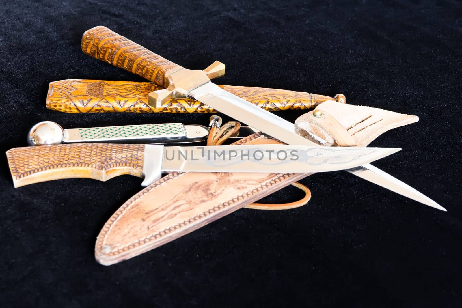 Photo of cold weapon on black background