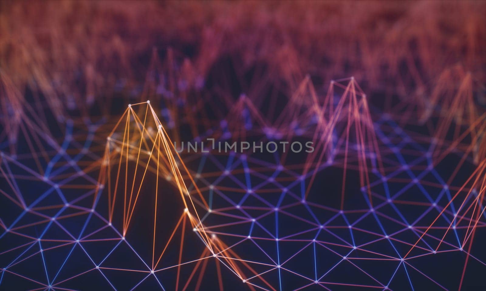 3D illustration, concept image. Embossed mesh representing internet connections in cloud computing.