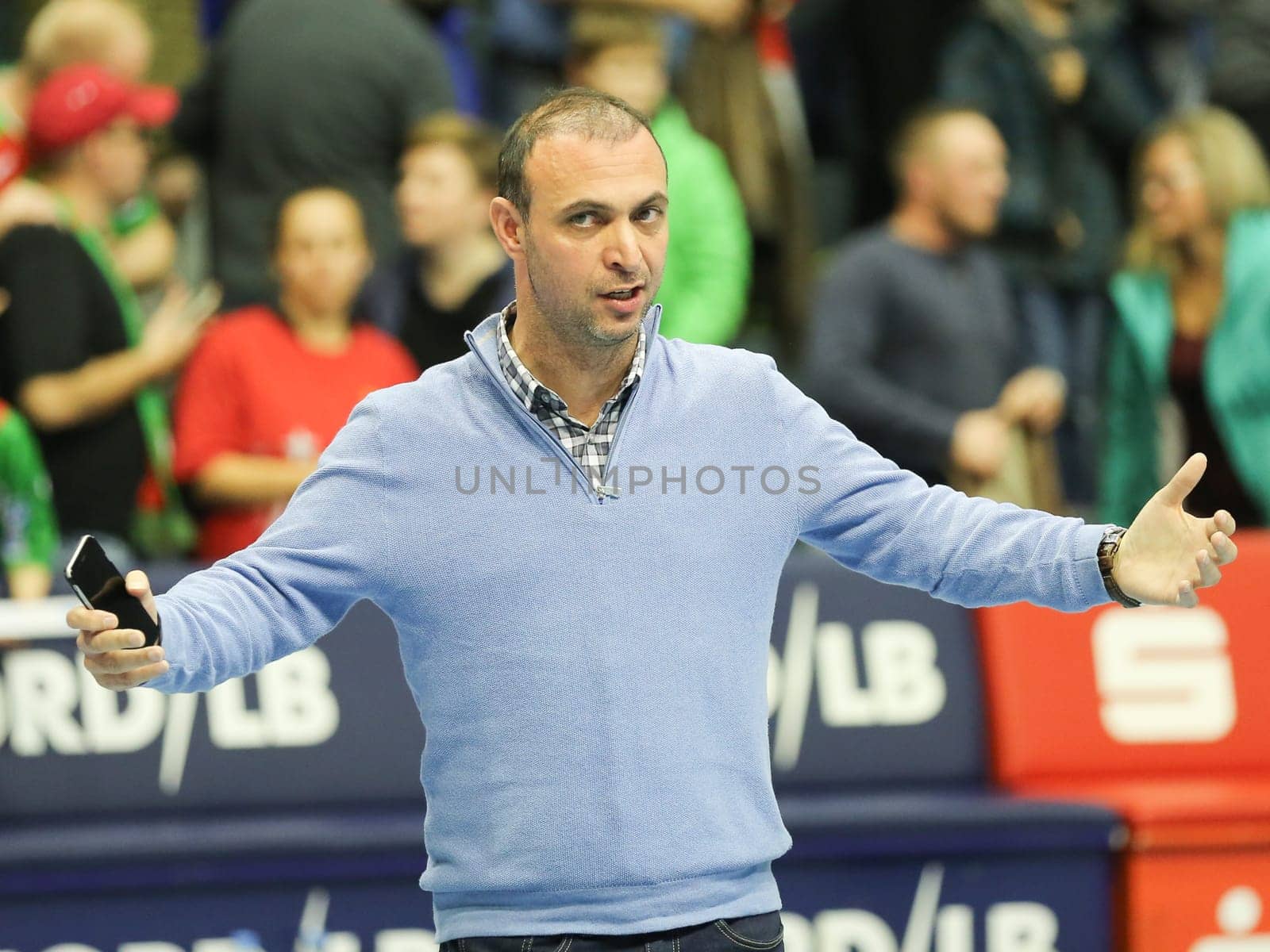 DHB Vice President and Manager Füchse Berlin Bob Hanning at the DKB Handball-Bundesliga-Punktspiel 2016-2017,SC Magdeburg vs Füchse Berlin