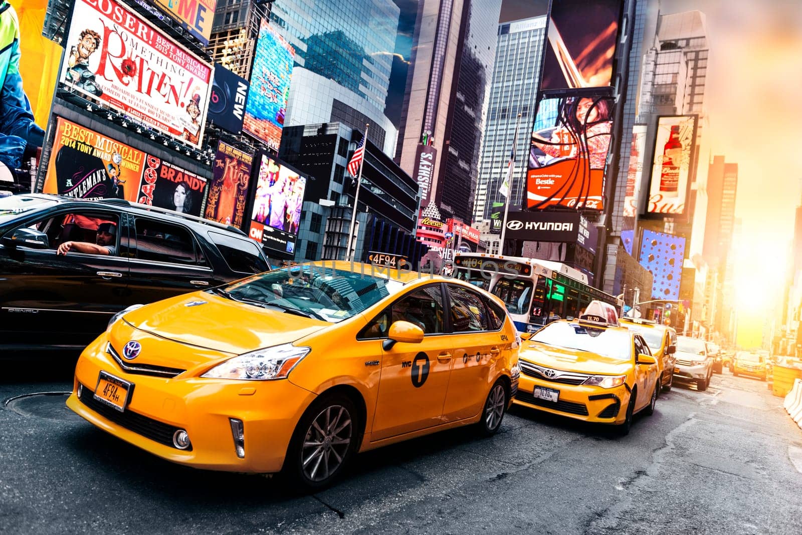 NEW YORK CITY -JULY 09: Times Square, featured with Broadway Theaters and animated LED signs, is a symbol of New York City and the United States, July 09, 2015 in Manhattan, New York City. USA.