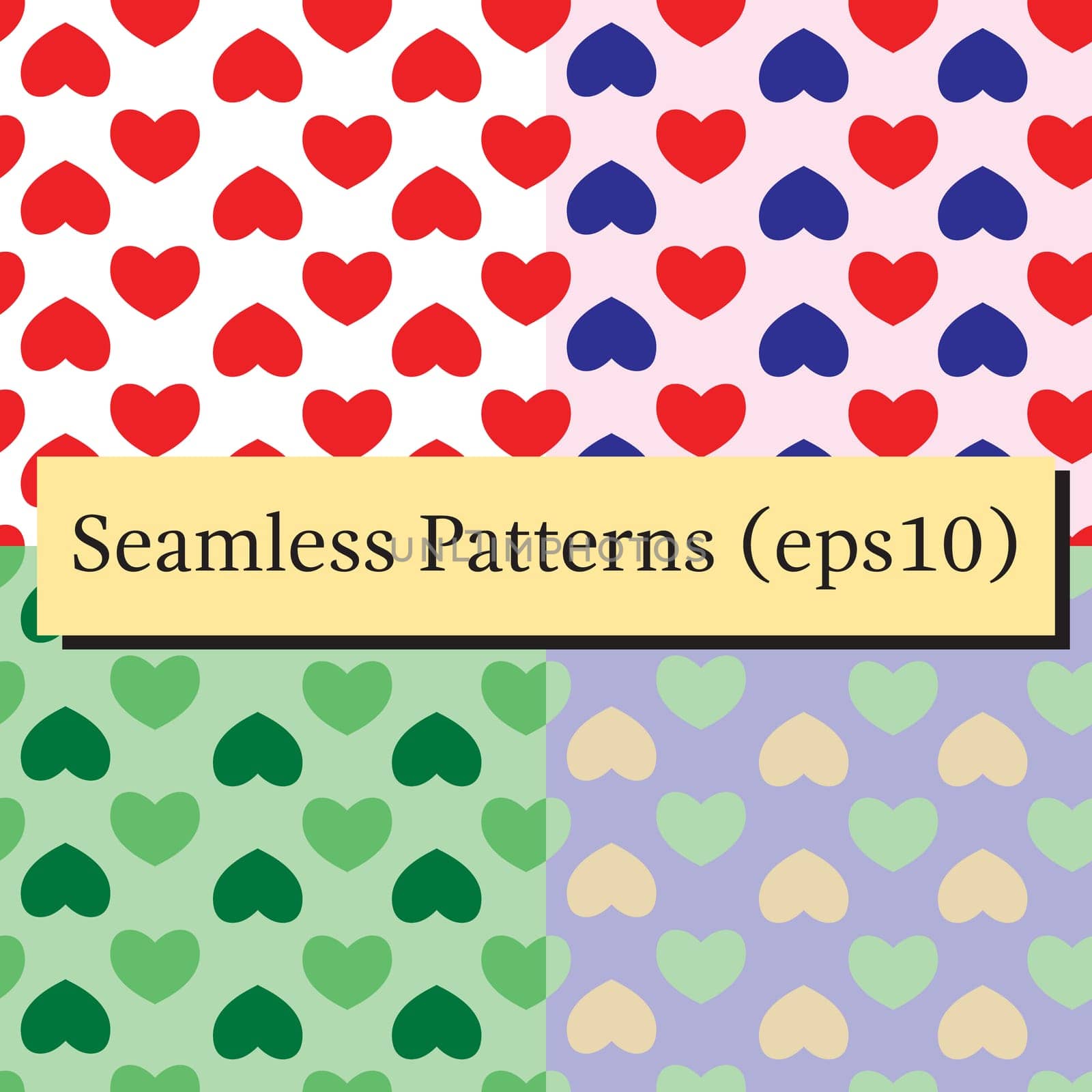 Vector seamless pattern with nice hearts on background.