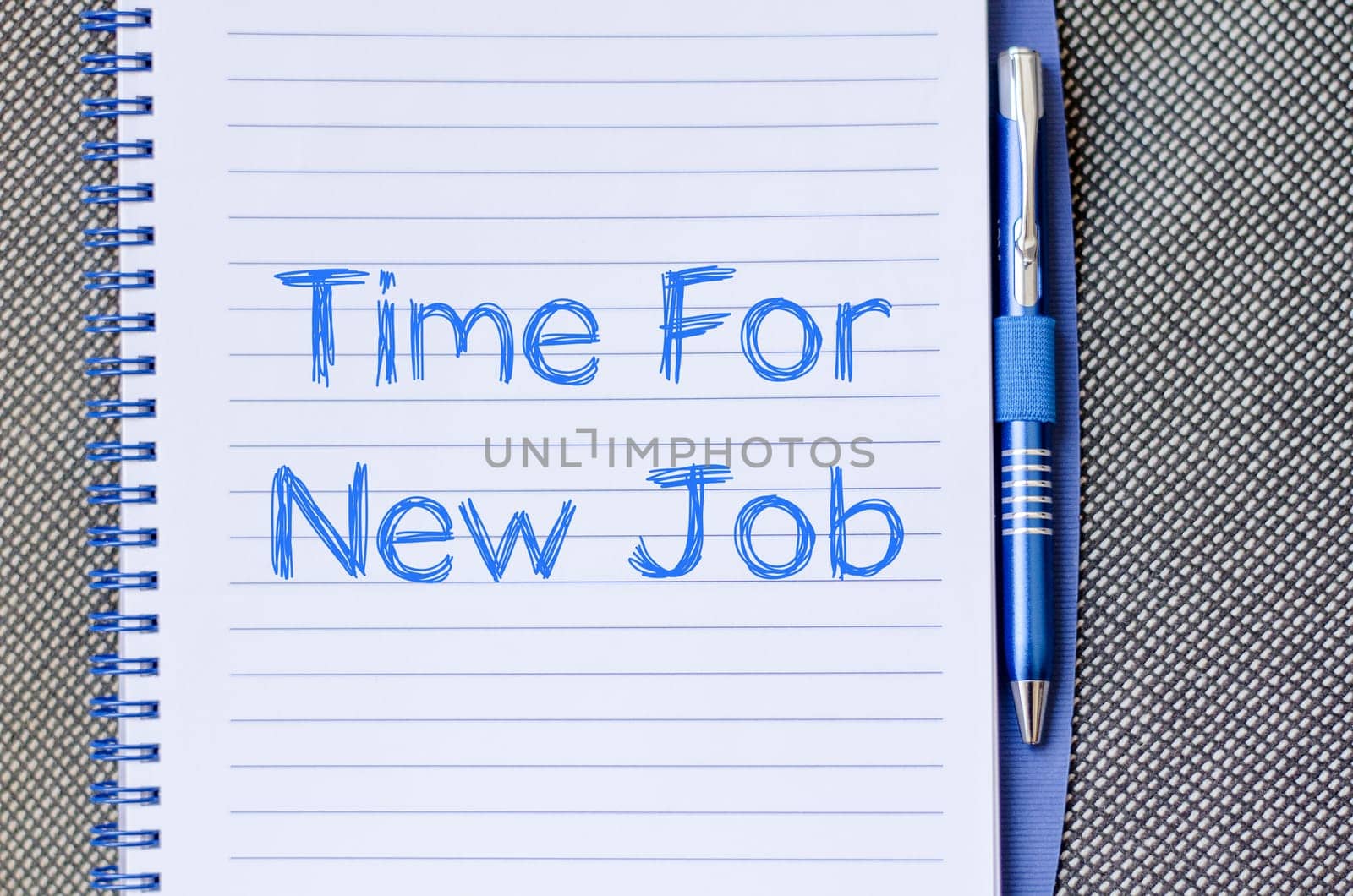 Time for new job text concept write on notebook