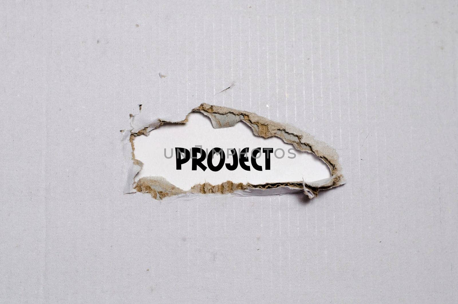The word project appearing behind torn paper