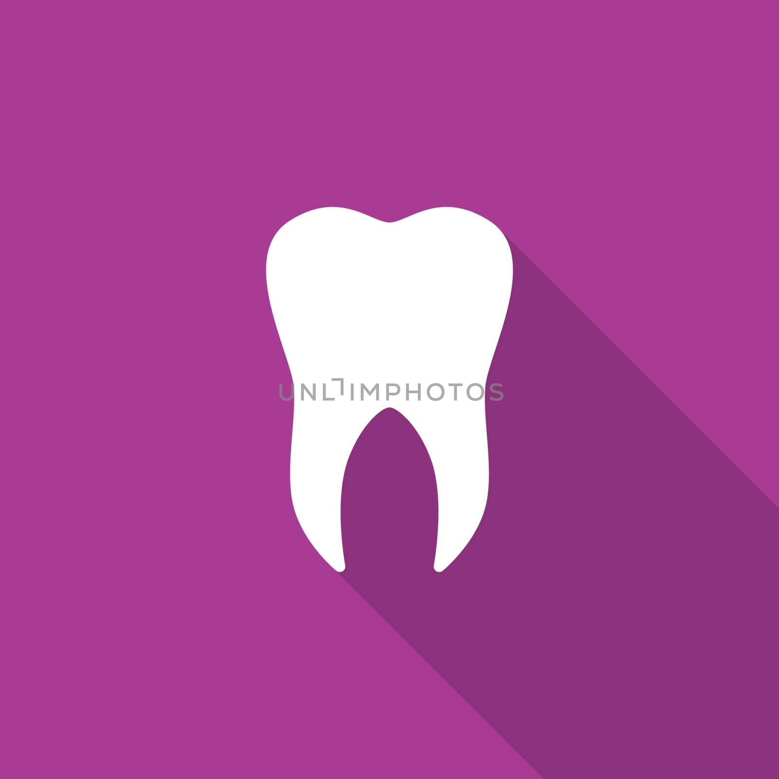 Tooth icon with long shadow. Vector illustration EPS 10