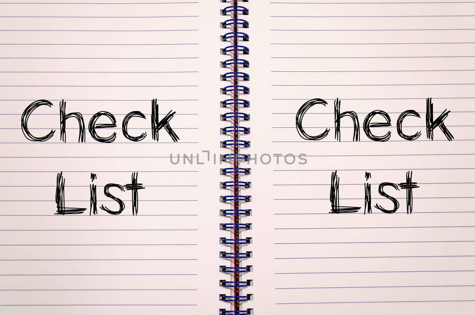 Check list text concept write on notebook