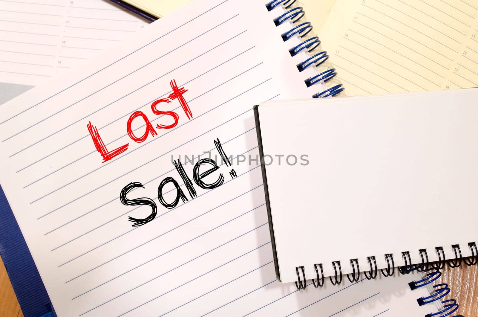 Last sale text concept write on notebook