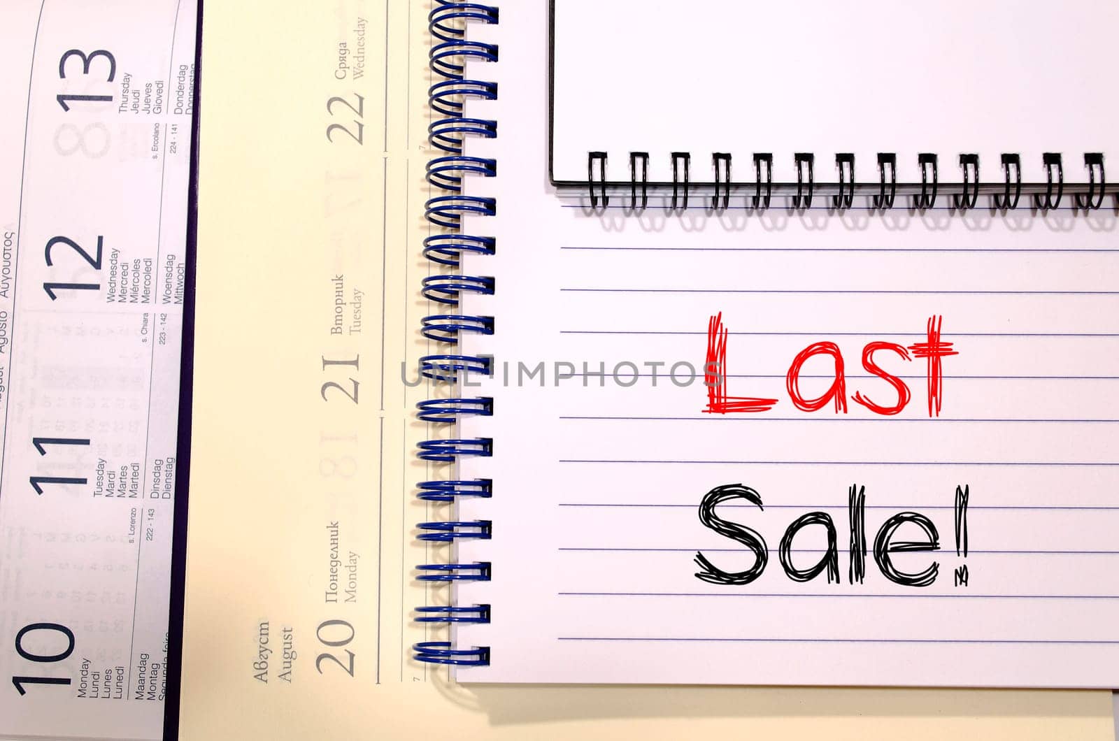 Last sale text concept write on notebook