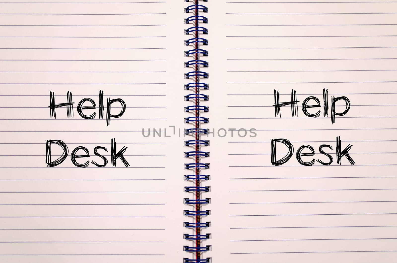 Help desk text concept write on notebook