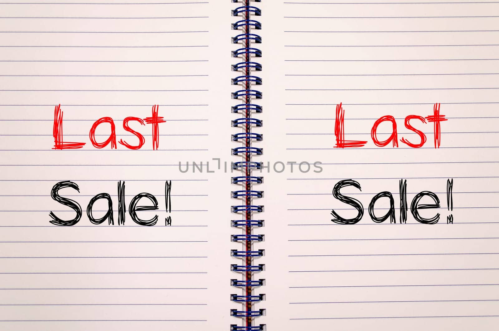 Last sale text concept write on notebook