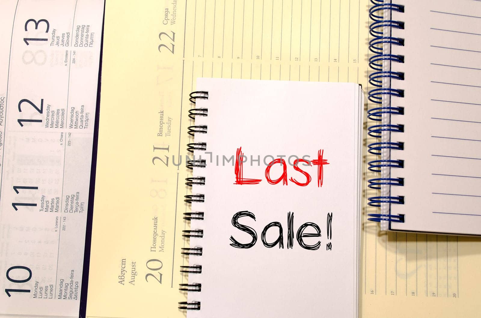 Last sale text concept write on notebook