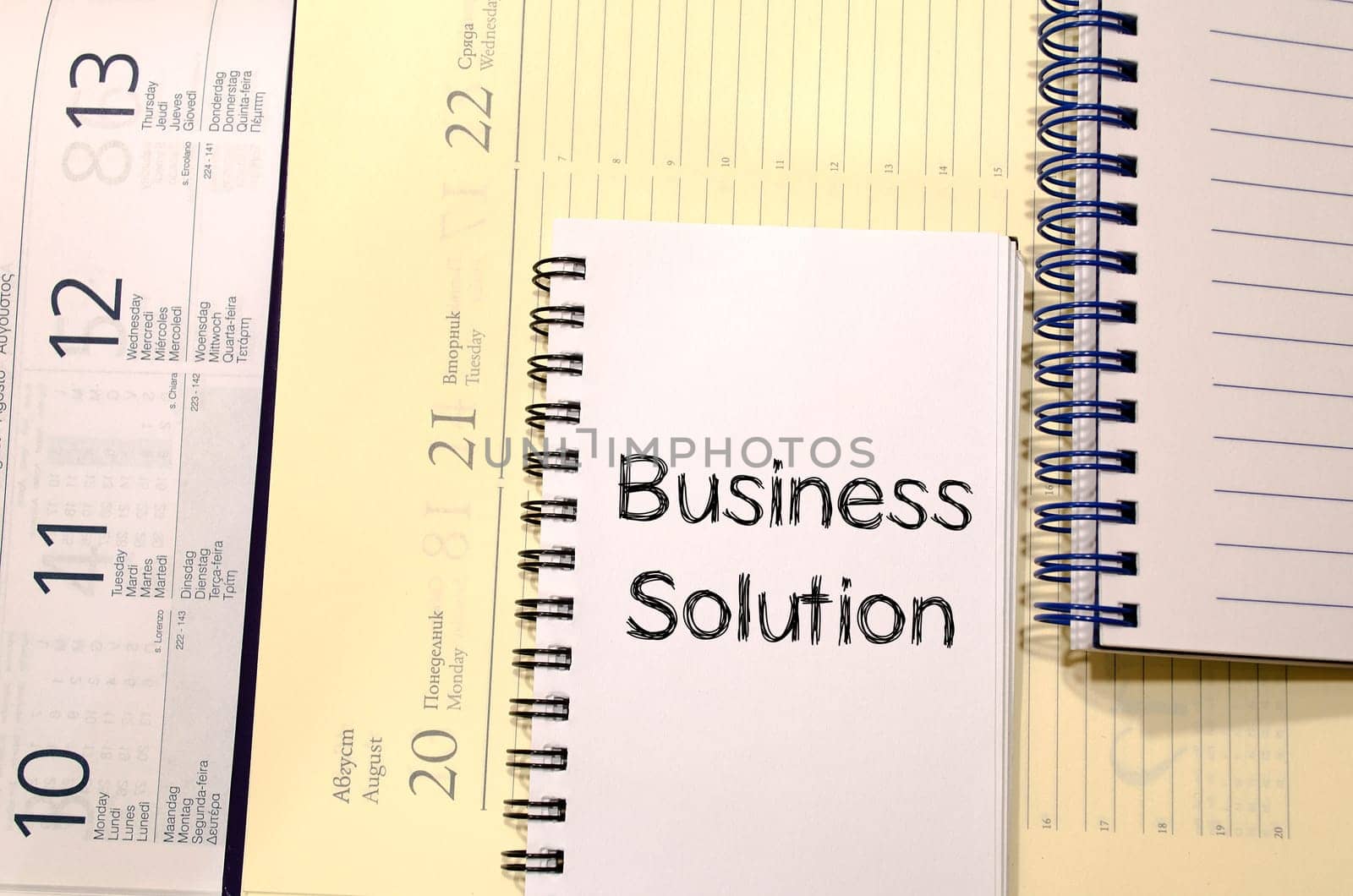 Business solution text concept write on notebook