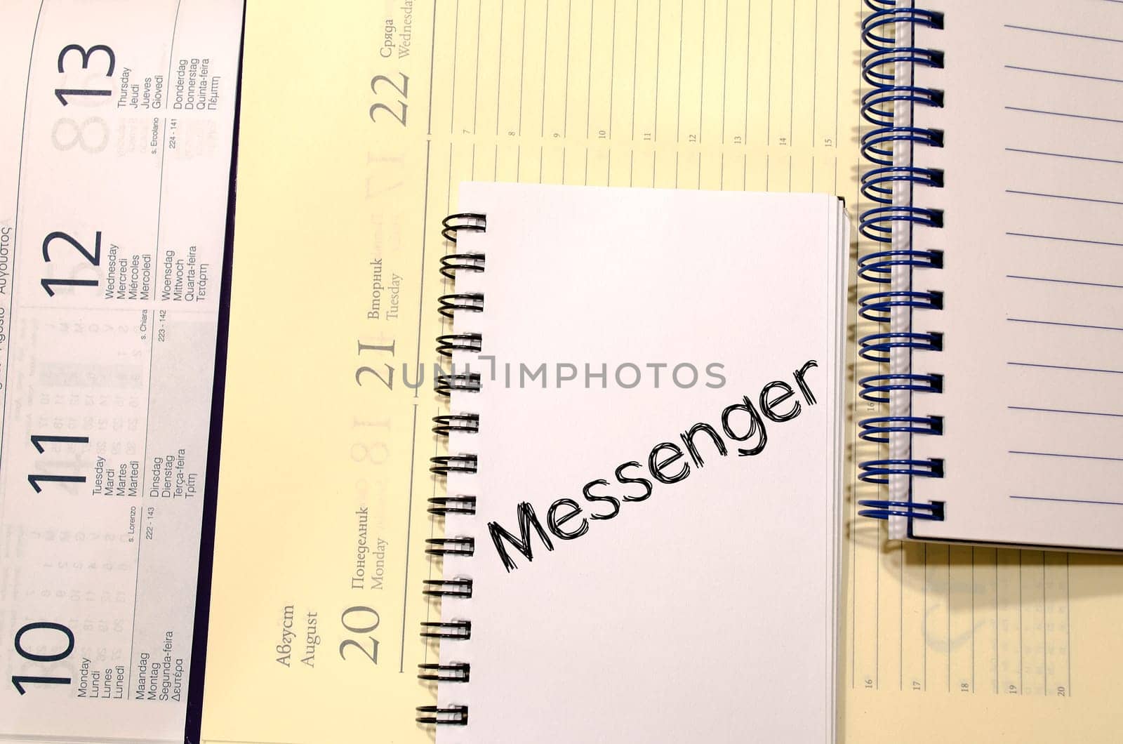Messenger text concept write on notebook