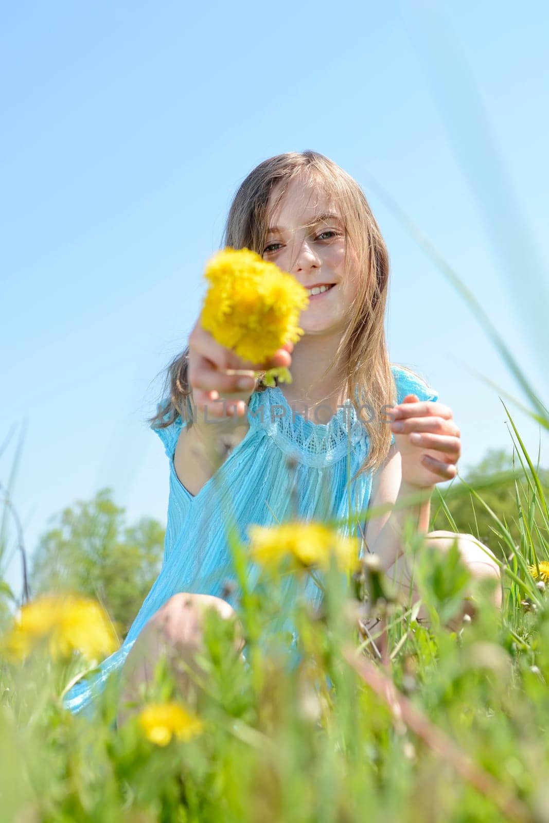 Girls with dandelions