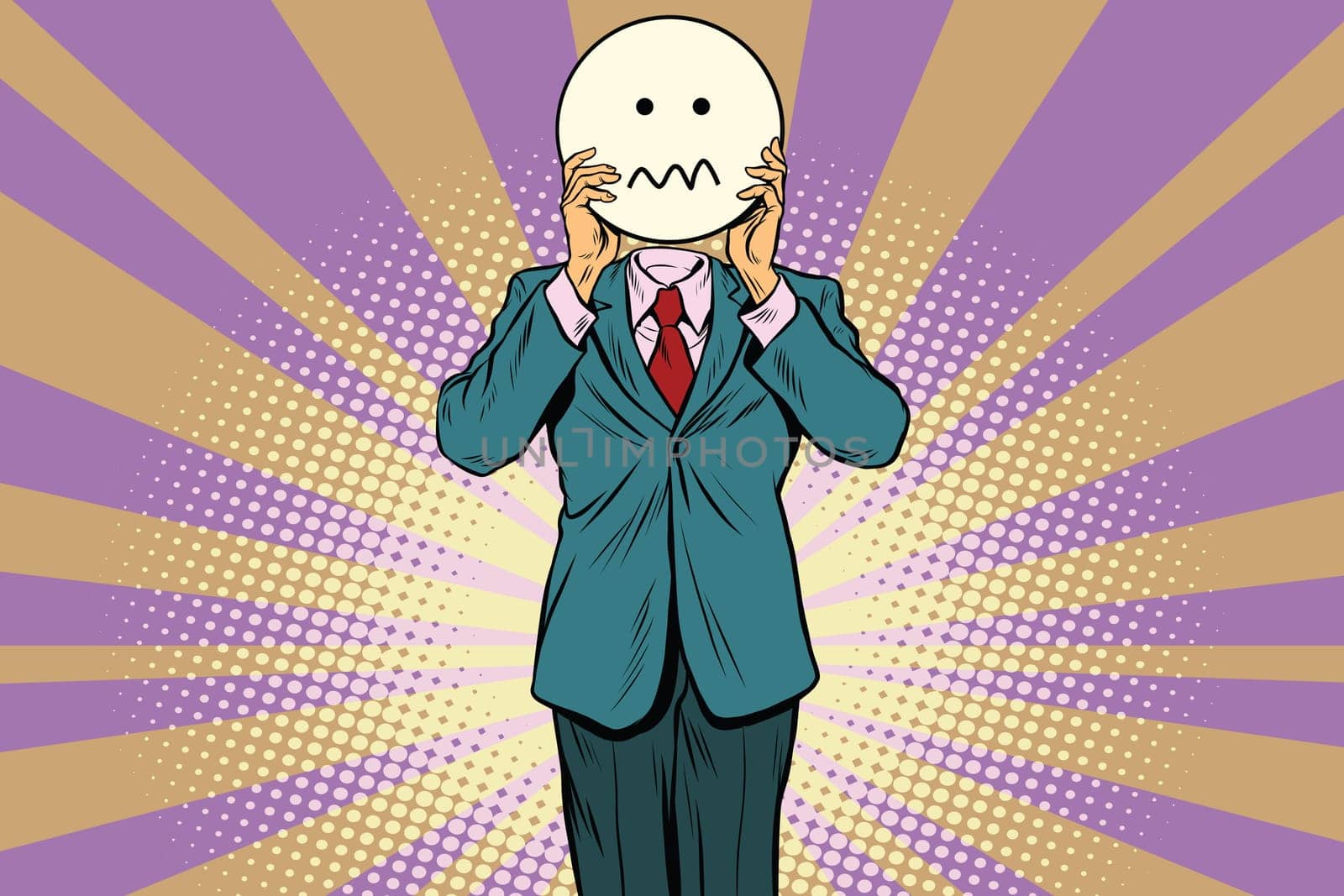 nervous skepticism Man smiley Emoji face. Vintage pop art retro comic book vector illustration