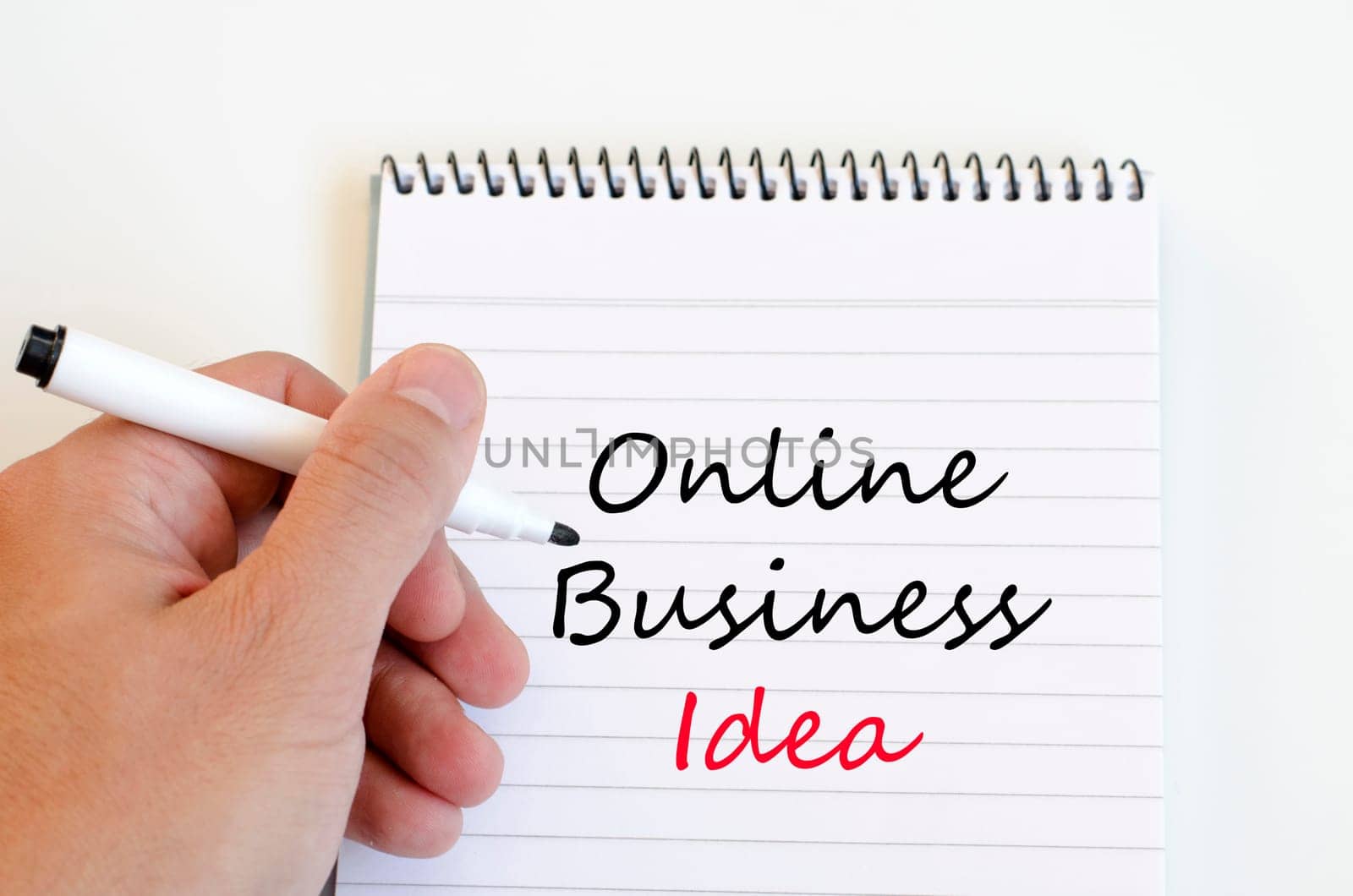 Online business idea text concept write on notebook