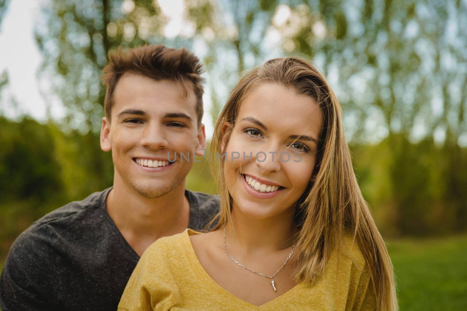 Portrait of a happy young couple in love
